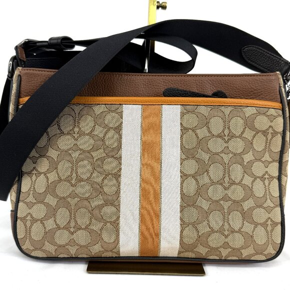 Coach Thompson Messenger In Signature Jacquard With Varsity Stripe - Picture 1 of 12
